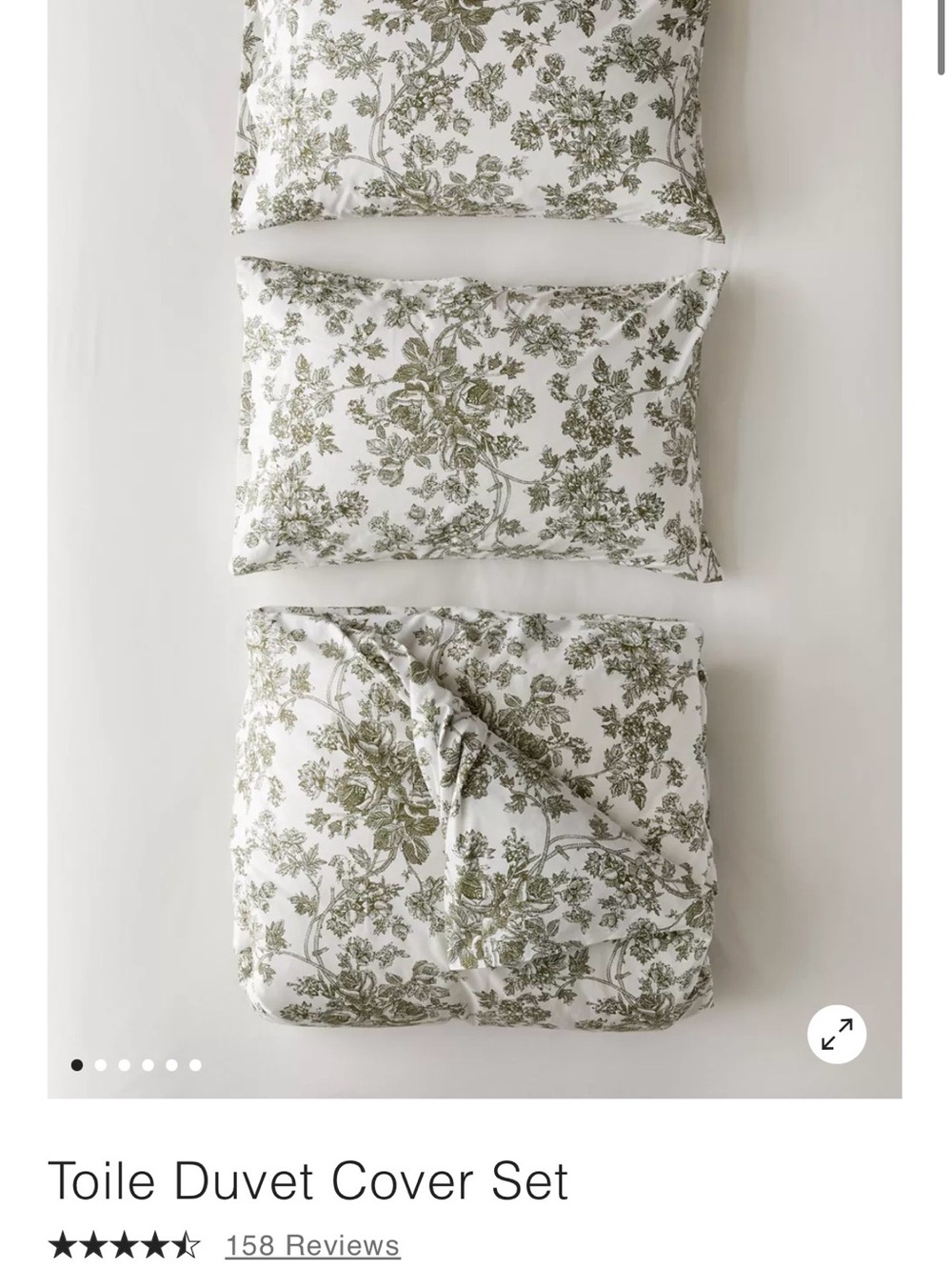 Urban Outfitters Toile Duvet Cover Set in Olive Green and White (Queen)